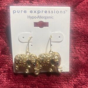 Expressions Gold Elephant Dangle Earrings